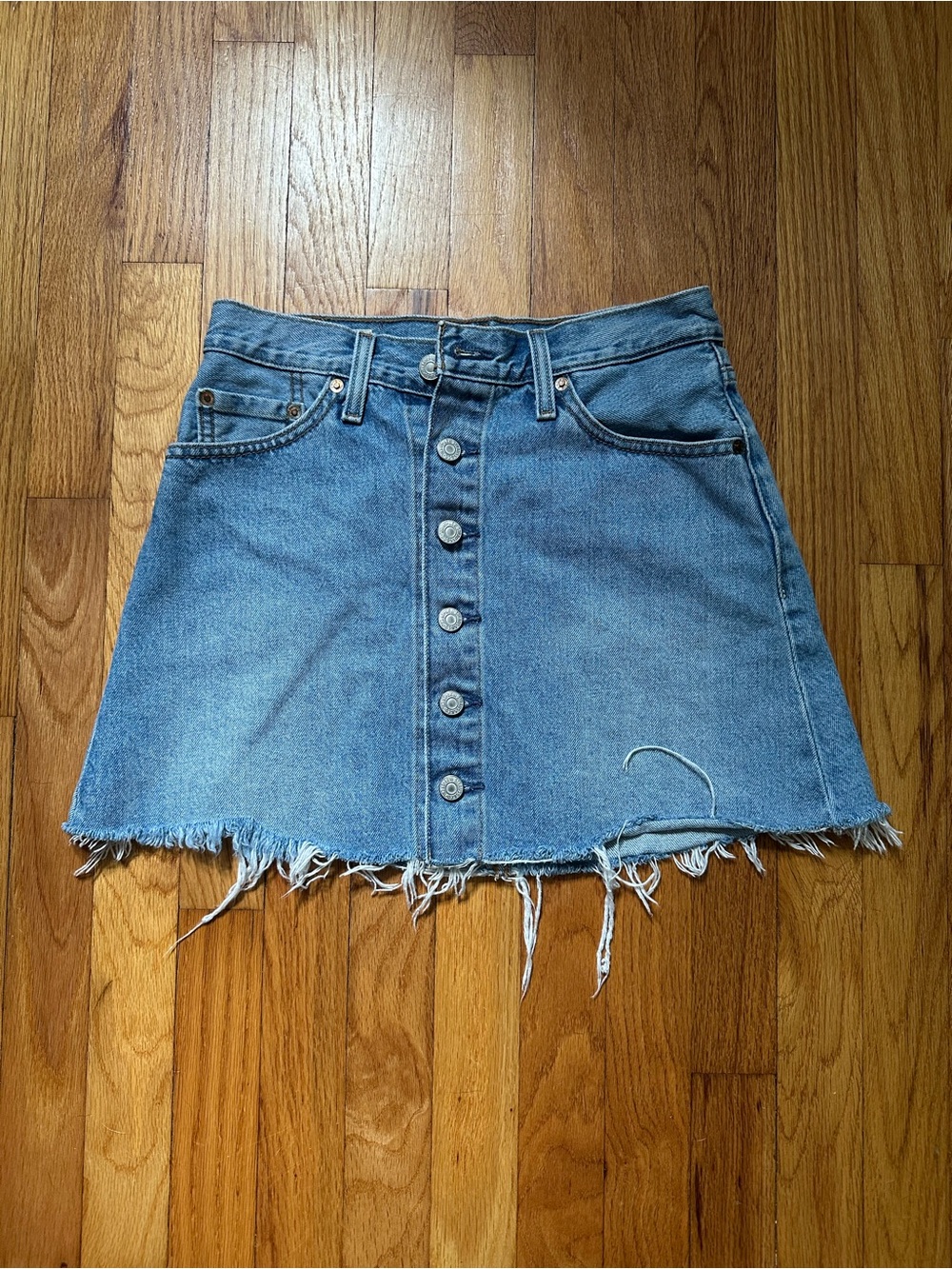 Levi's Light Blue Button-Front Denim Mini Skirt